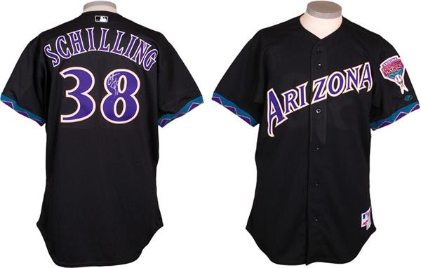 Baseball Equipment - Circa 2001 Curt Schilling Autographed Arizona Diamond Back Game Used Black Alternate Jersey