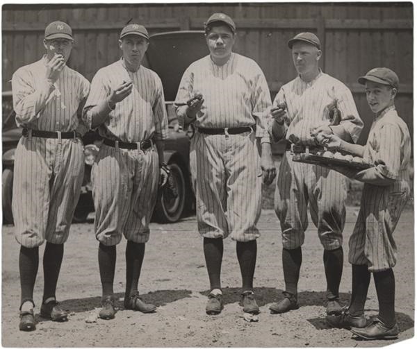 Early 1920's Babe Ruth with Yankee Teammates