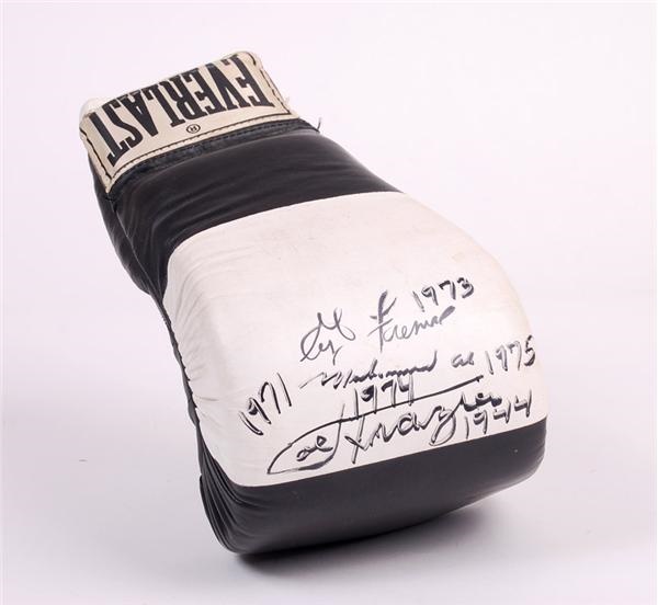 - Muhammad Ali, George Foreman and Joe Frazier Signed Boxing Glove