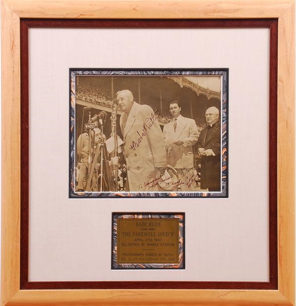 1947 Babe Ruth Signed Farewell Speech Photograph