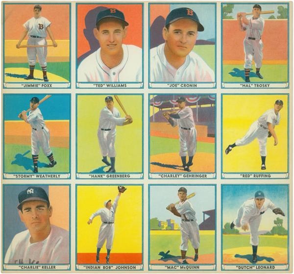 Rare 1941 Playball Paper Version Uncut Sheet with Ted Williams