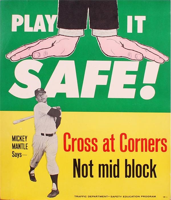 1950's Mickey Mantle Traffic Safety Sign
