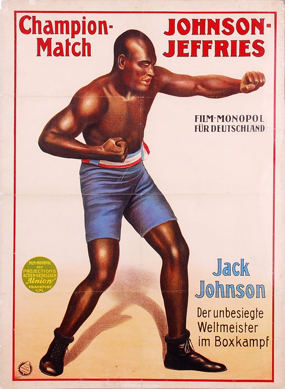 Muhammad Ali & Boxing - 1910 Jack Johnson vs. James Jeffries Stone Litho Fight Poster