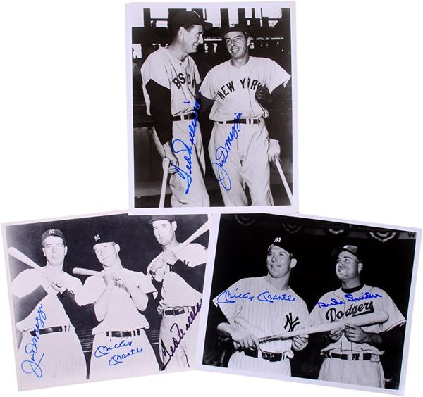 Baseball Autographs - Williams/DiMaggio, Mantle/Snider, and Williams/DiMaggio/Mantle Signed Photos (3)