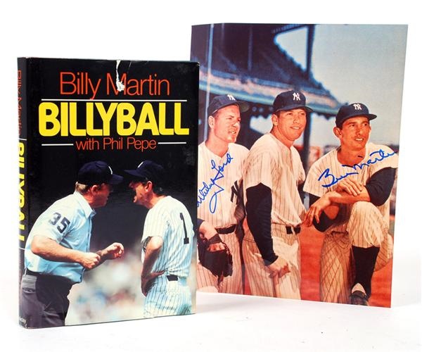 - Billy Martin Signed "Billy Ball" Book and Signed Photo (2)