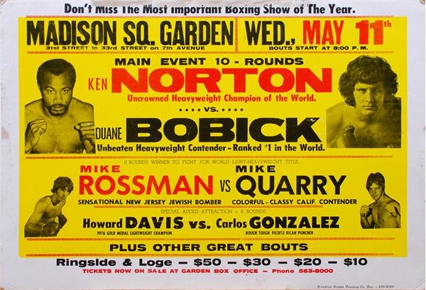 1977 Ken Norton vs. Duane Bobick On-Site Fight Poster