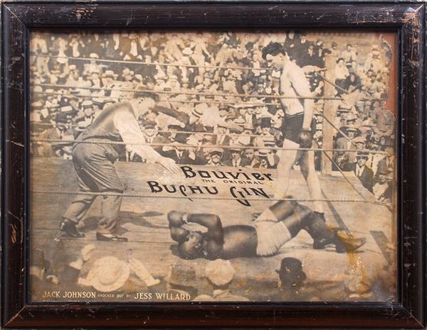 Muhammad Ali & Boxing - 1915 Jack Johnson vs. Jess Willard Bouvier Gin 
Advertising Poster