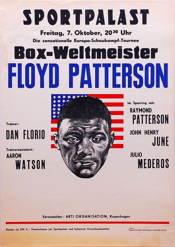 Rare Floyd Patterson German Boxing Exhibition Poster