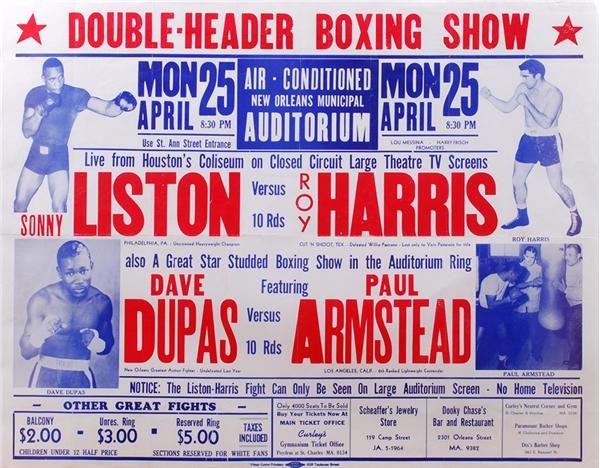 Muhammad Ali & Boxing - 1960 Sonny Liston vs. Roy Harris Fight Poster