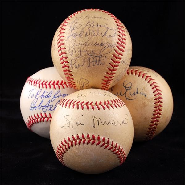 Collection of Signed Baseballs Including Vintage Musial (4)