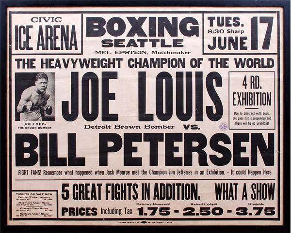 Muhammad Ali & Boxing - 1941 Joe Louis vs. Bill Petersen On-Site Fight Poster