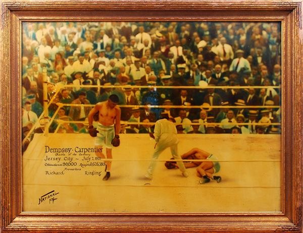 Muhammad Ali & Boxing - Fantastic July 2, 1921 Dempsy-Carpenter Colorized and Hand Tinted 29 x 39 Photo
