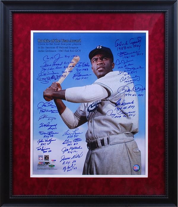 Baseball Autographs - Jackie Robinson Large Photo Signed by Rookies of the Year