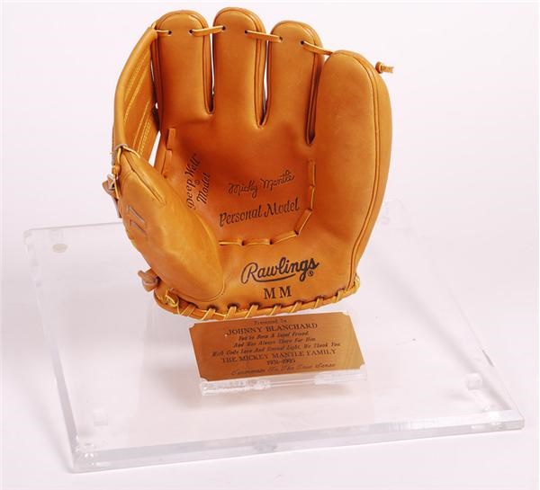 Mickey Mantle Rawlings Glove Given To Johnny Blanchard For Being A Pallbearer At Mantle's Funeral
