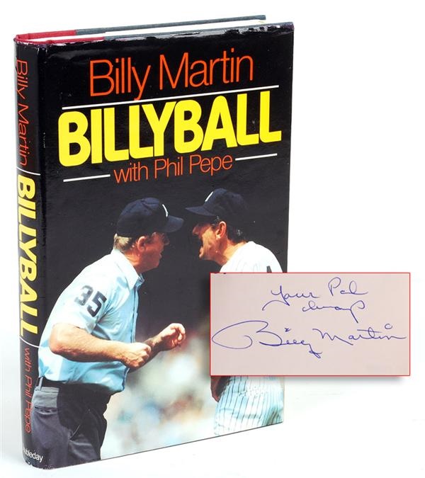 Billy Martin Signed and Inscribed Book To Mickey Mantle