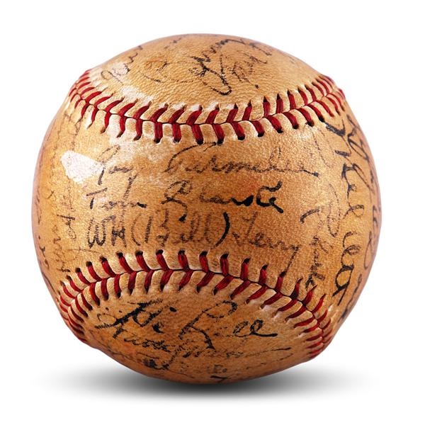 Autographs Baseball - 1934 New York Giants Team Signed Baseball with Ott