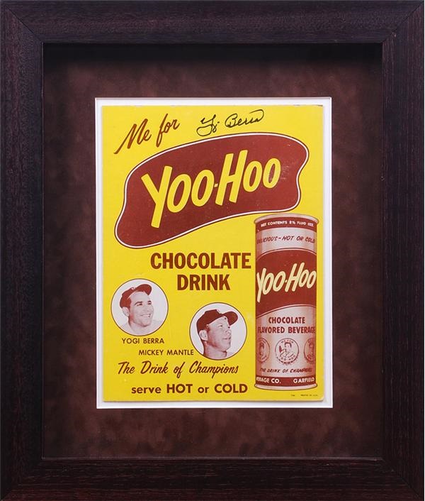 Mickey Mantle and Yogi Berra Yoo-Hoo Cardboard Advertising Display