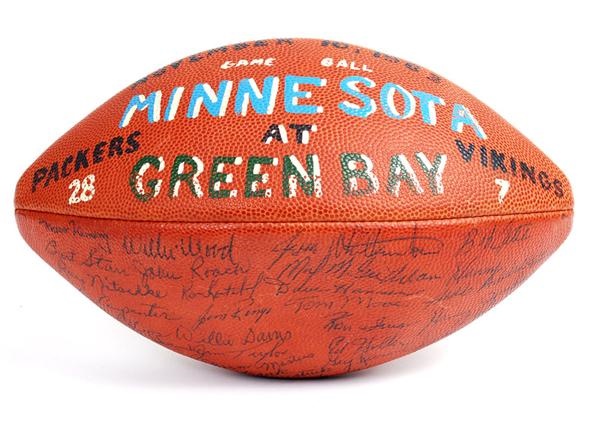 Football - 1963 Green Bay Packers Team Signed Game Used Presentational Football