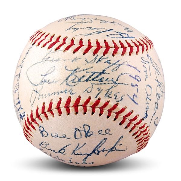 - 1954 Baltimore Orioles Team Signed Baseball (PSA 8-NRMT-MT)