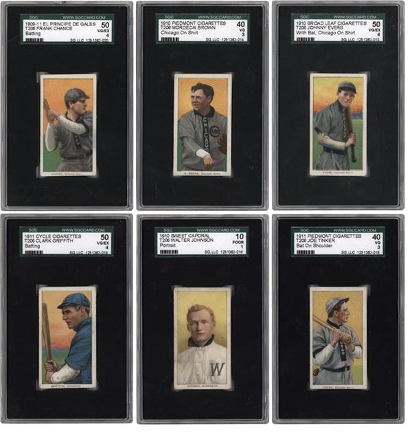 - T206 Tobacco Card Hall of Famers All Graded by SGC (6)