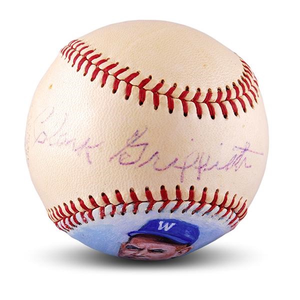 - Clark Griffith Signed Hand Painted Portrait Baseball