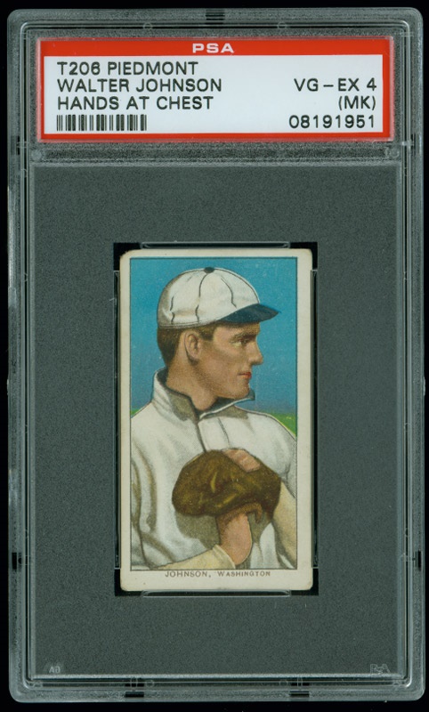 Cards Baseball Pre 1930 - T206 Walter Johnson Hands at Chest Graded VG-EX 4