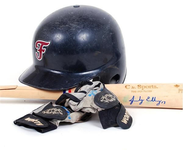 Game Used Baseball - Jacoby Ellsbury Cape Cod League Game Used Bat, Batting Helmet and Batting Gloves (3)