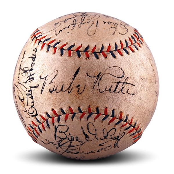 Baseball Autographs - 1931 New York Yankees Team Signed Baseball