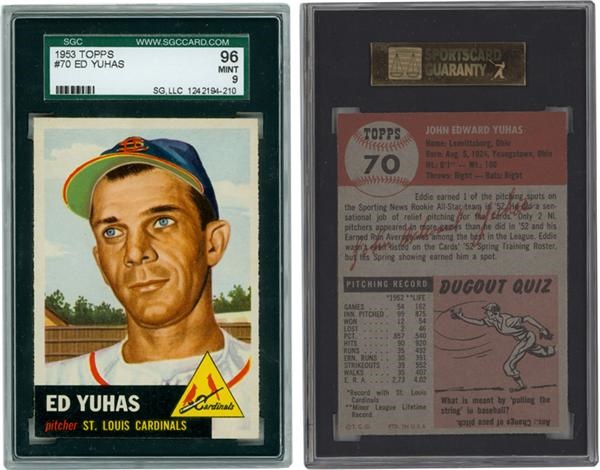 Baseball and Trading Cards - 1953 Topps #70 Ed Yuhas SGC 96 Mint 9