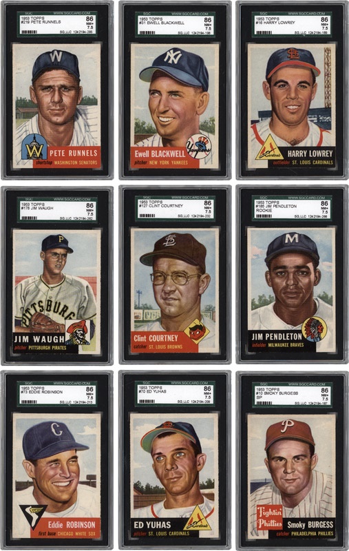 Cards BAseball Post 1930 - 1953 Topps Baseball Cards All SGC 86 NM+ 7.5 (17)
