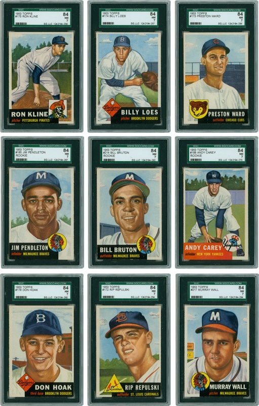 - 1953 Topps #164-217 Baseball Cards All SGC 84 NM 7 (18)