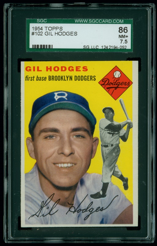 Cards BAseball Post 1930 - 1954 Topps #102 Gil Hodges SGC 86 NM+ 7.5