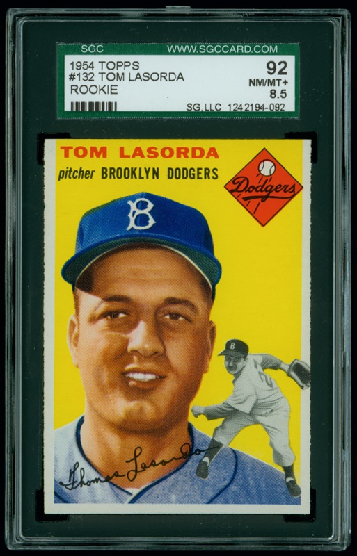 Cards BAseball Post 1930 - 1954 Topps #132 Tom Lasorda Rookie SGC 92 NM/MT+ 8.5