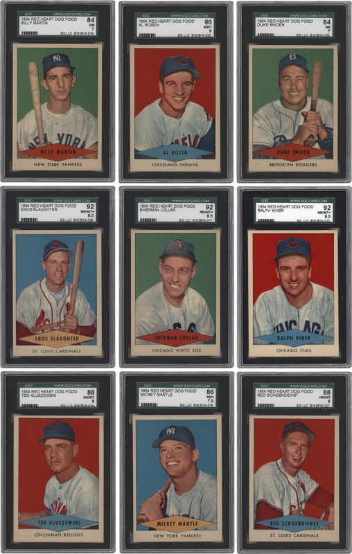 Baseball and Trading Cards - High Grade 1954 Red Heart Dog Food Complete Set All SGC Graded