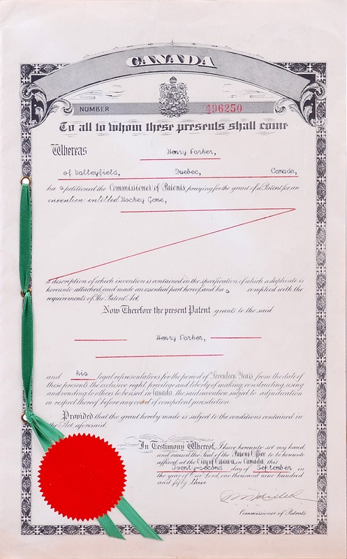 1953 Table Hockey Game Original Patent Papers