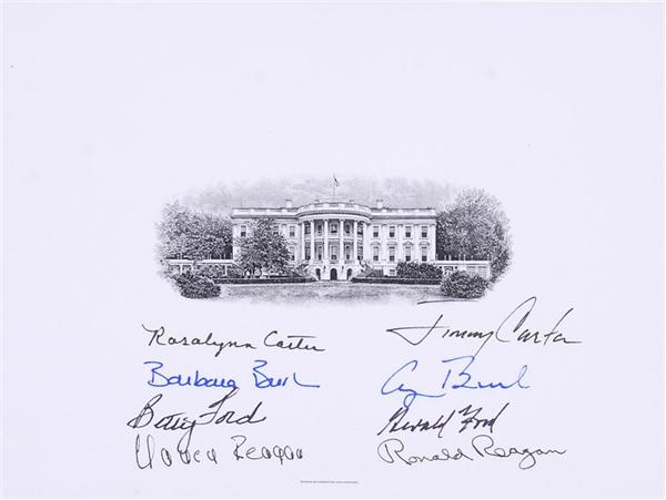 Rock And Pop Culture - White House Card Signed by Four Presidents and Their First Ladies