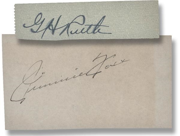 Babe Ruth and Jimmie Foxx Cut Signatures (2)