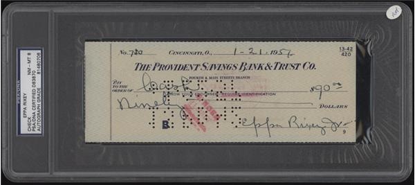 Autographs Baseball - Eppa Rixey Signed Check PSA/DNA NM-MT 8