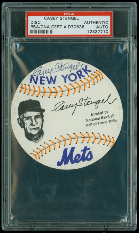 Autographs Baseball - Casey Stengel Signed New York Mets Hall of Fame Card