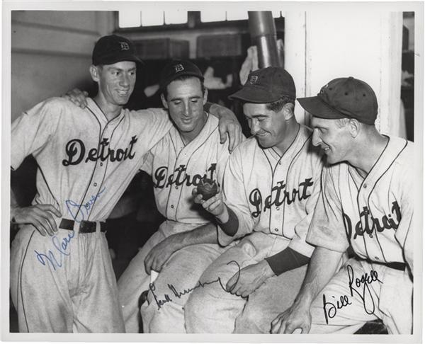 Autographs Baseball - Hank Greenberg and Others Signed Detroit Tigers Wire Photo
