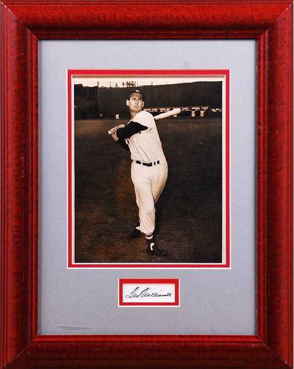 - Ted Williams Signed Display with Vintage Photograph by George Woodruff