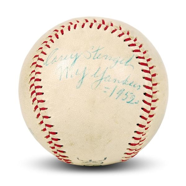 - Casey Stengel Single Signed Baseball with Inscription (1952)