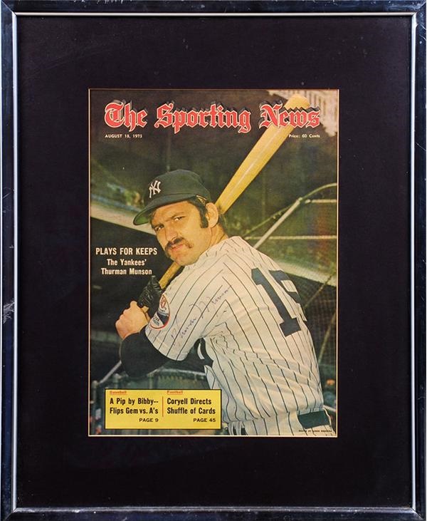 Baseball Autographs - Thurman Munson Signed August 18, 1973 Sporting News Cover