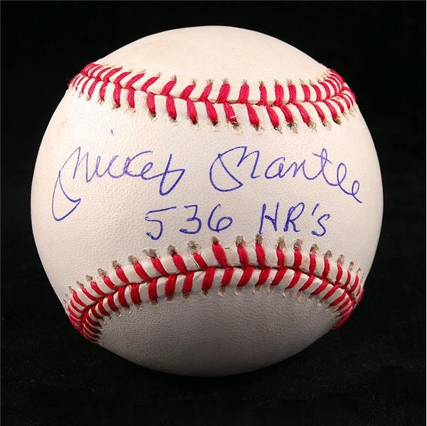 Mickey Mantle Signed 536 HRs Baseball