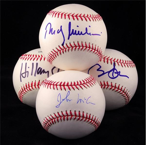 Autographs Baseball - 2008 Presidential Candidates, Obama, Clinton, McCain and Giuliani Signed Baseballs