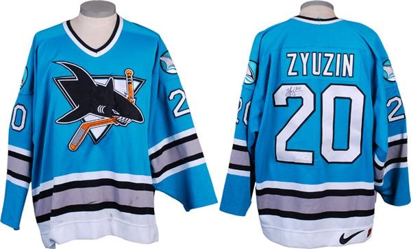 Game Used Hockey - Late 1990's Andrei Zyuzin San Jose Sharks Game Worn &amp; Signed Jersey
