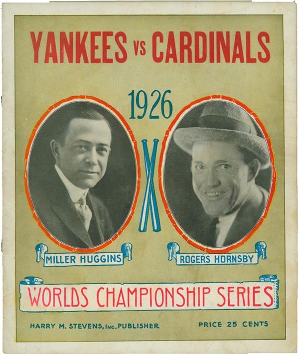 Baseball Memorabilia - 1926 Yankees vs Cardinals World Series Program