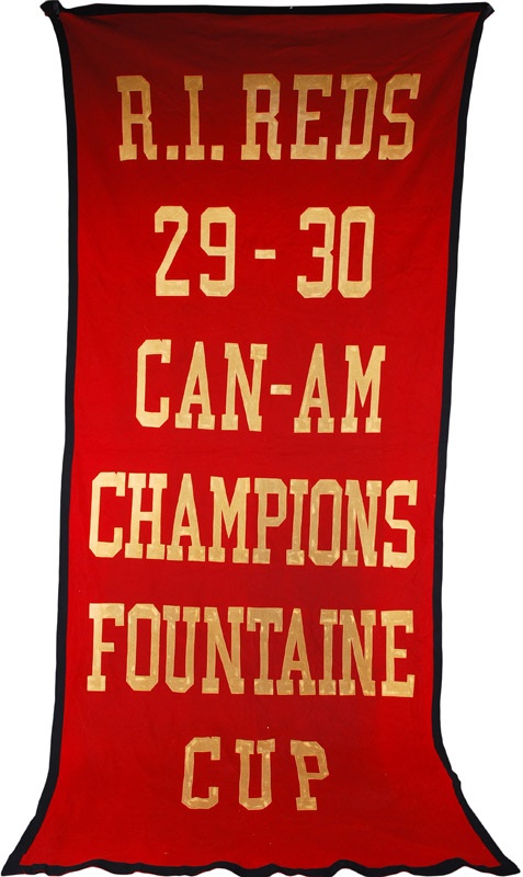 Memorabilia Hockey - Huge 1929-30 Rhode Island Reds Championship Banner