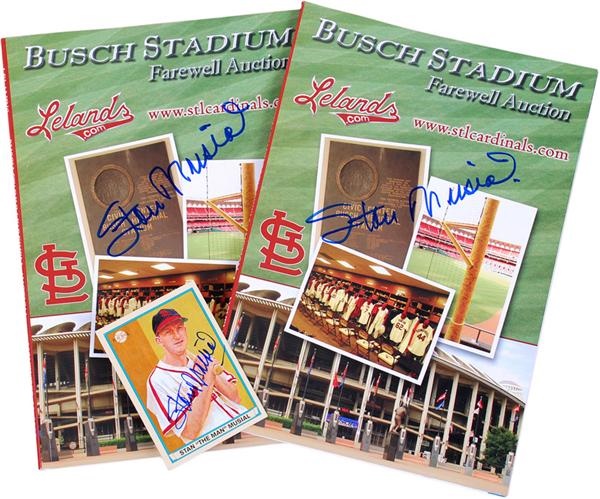St. Louis Cardinals - Busch Stadium Auction Catalogs Signed by Stan Musial (2)