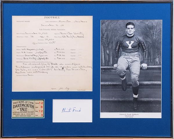 Autographs Football - Clint Frank Heisman Trophy Winner Framed Display